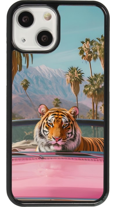 Coque iPhone 13 mini - Tigre voiture rose