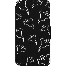 iPhone 13 mini Case Hülle - Wallet schwarz Halloween 2024 black and white ghosts