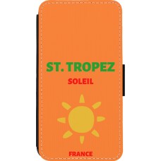 iPhone 13 mini Case Hülle - Wallet schwarz Pop Summer Destination St-Tropez