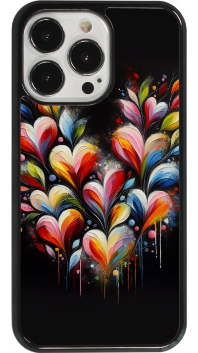 iPhone 13 Pro Case Hülle - Valentin 2024 Schwarzes Herz Abstrakt