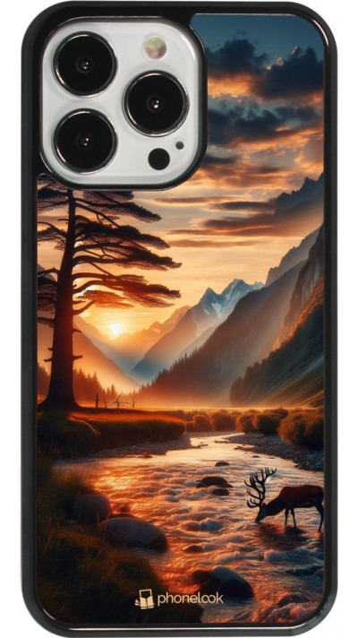 iPhone 13 Pro Case Hülle - Tal Sonnenuntergang Hirsch Baum