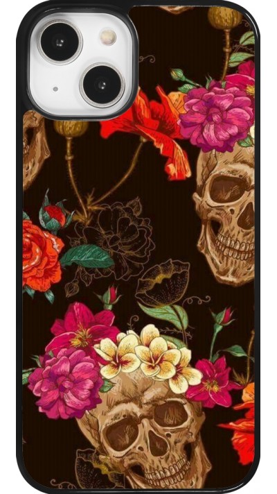 iPhone 14 Case Hülle - Skulls and flowers