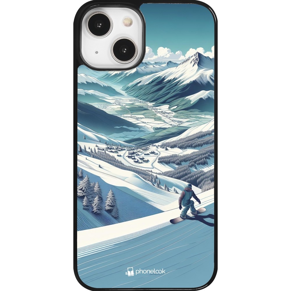 iPhone 14 Case Hülle - Snowboarder Berg