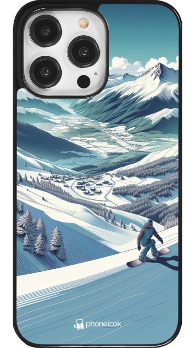 iPhone 14 Pro Max Case Hülle - Snowboarder Berg