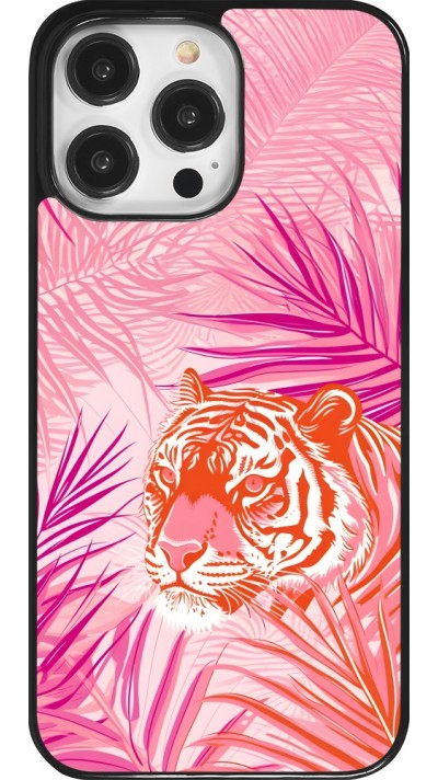 iPhone 14 Pro Max Case Hülle - Tiger Palmen rosa