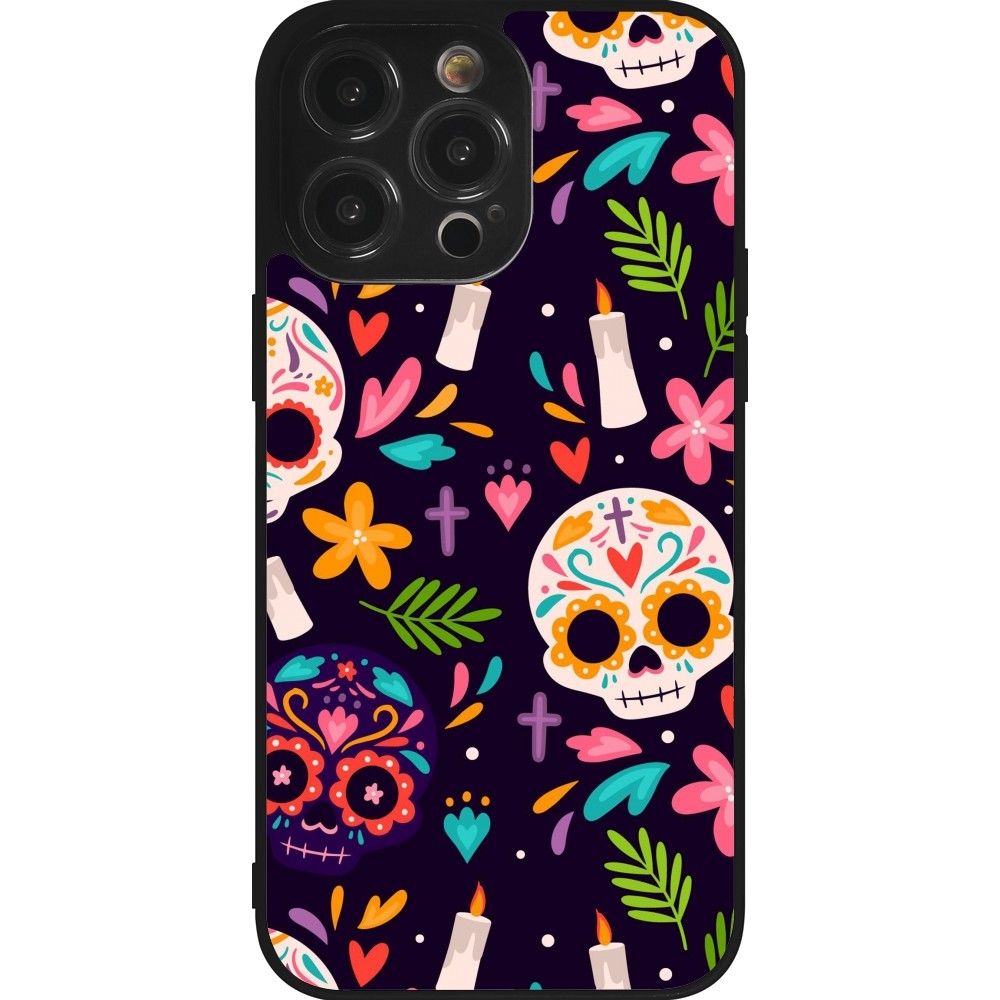 iPhone 14 Pro Max Case Hülle - Silikon schwarz Halloween 2023 mexican style