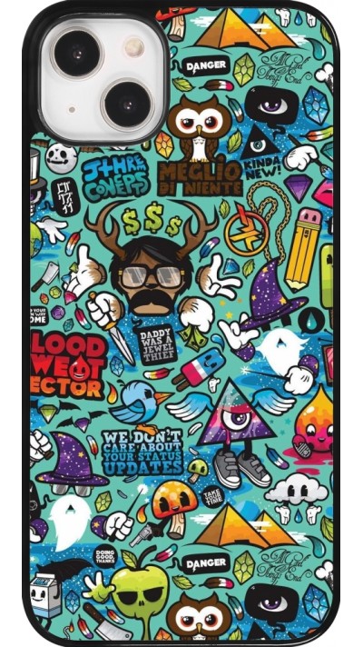 iPhone 14 Plus Case Hülle - Mixed Cartoons Turquoise