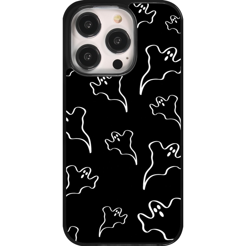 iPhone 14 Pro Case Hülle - Halloween 2024 black and white ghosts