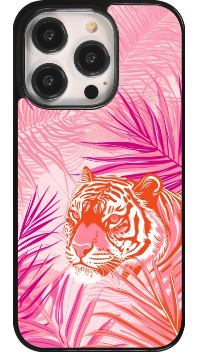 iPhone 14 Pro Case Hülle - Tiger Palmen rosa