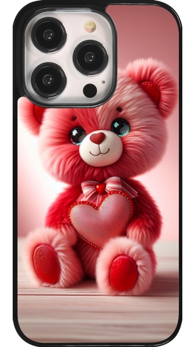 iPhone 14 Pro Case Hülle - Valentin 2024 Rosaroter Teddybär