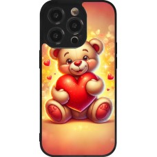 iPhone 14 Pro Case Hülle - Silikon schwarz Valentin 2024 Teddy Liebe