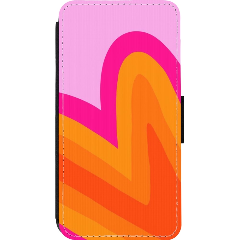 iPhone 14 Pro Case Hülle - Wallet schwarz Valentine 2024 heart gradient