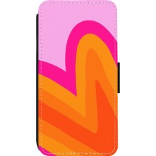 iPhone 14 Pro Case Hülle - Wallet schwarz Valentine 2024 heart gradient