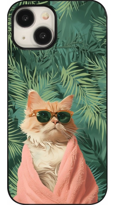 iPhone 15 Case Hülle - Cat Summer Palms