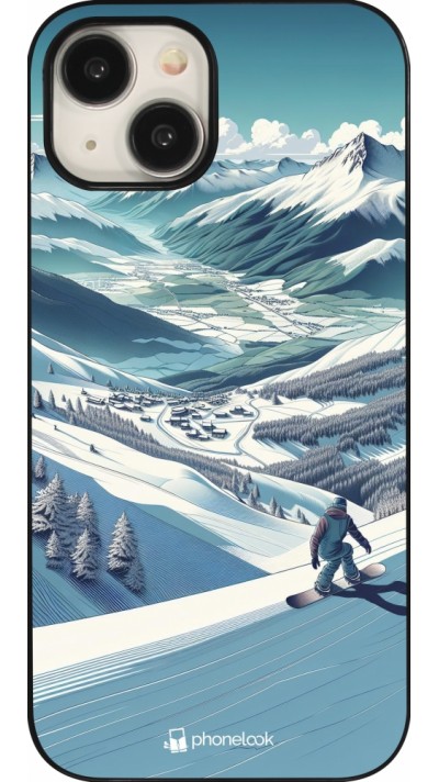 iPhone 15 Case Hülle - Snowboarder Berg