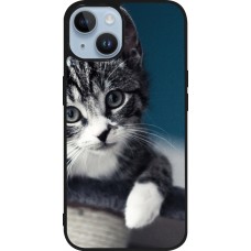 iPhone 15 Case Hülle - Silikon schwarz Meow 23