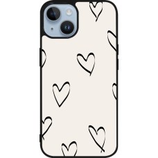 iPhone 15 Case Hülle - Silikon schwarz Valentine 2023 minimalist hearts