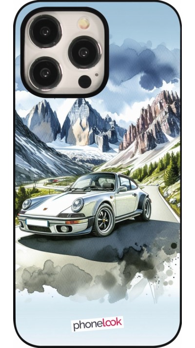 Coque iPhone 15 Pro Max - Porsche 911 Mountain Watercolor