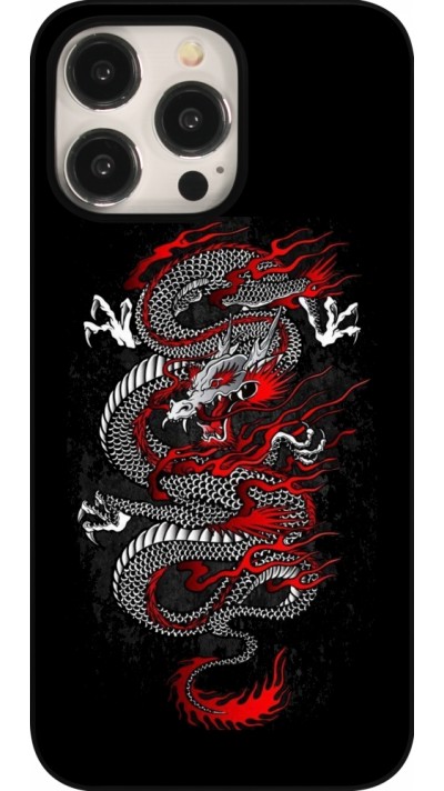 iPhone 15 Pro Max Case Hülle - Japanese style Dragon Tattoo Red Black