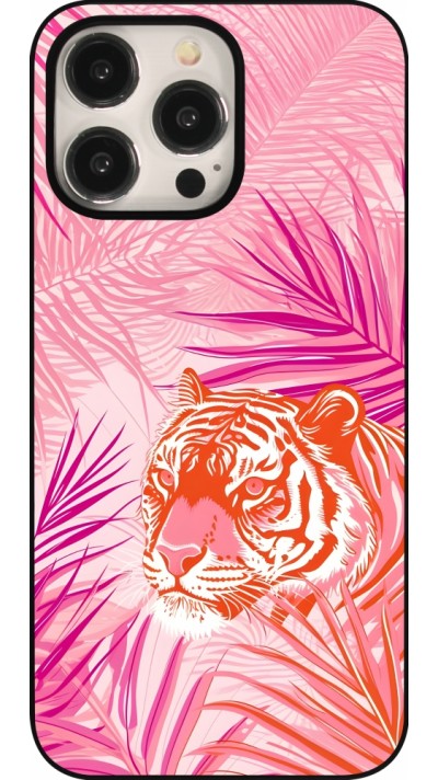 iPhone 15 Pro Max Case Hülle - Tiger Palmen rosa