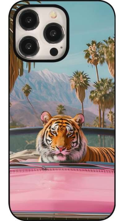 iPhone 15 Pro Max Case Hülle - Tiger Auto rosa