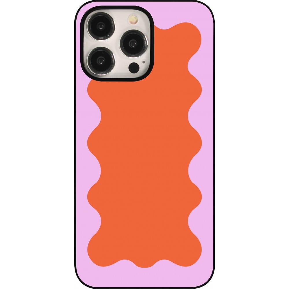 iPhone 15 Pro Max Case Hülle - Wavy Rectangle Orange Pink