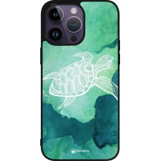 iPhone 15 Pro Max Case Hülle - Silikon schwarz Turtle Aztec Watercolor