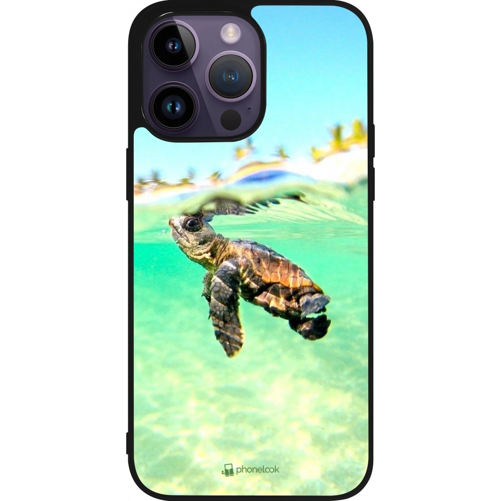 iPhone 15 Pro Max Case Hülle - Silikon schwarz Turtle Underwater