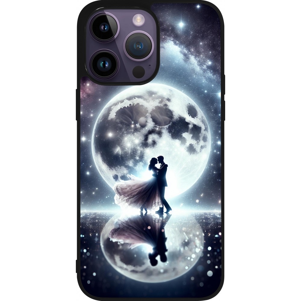 iPhone 15 Pro Max Case Hülle - Silikon schwarz Valentin 2024 Liebe unter dem Mond