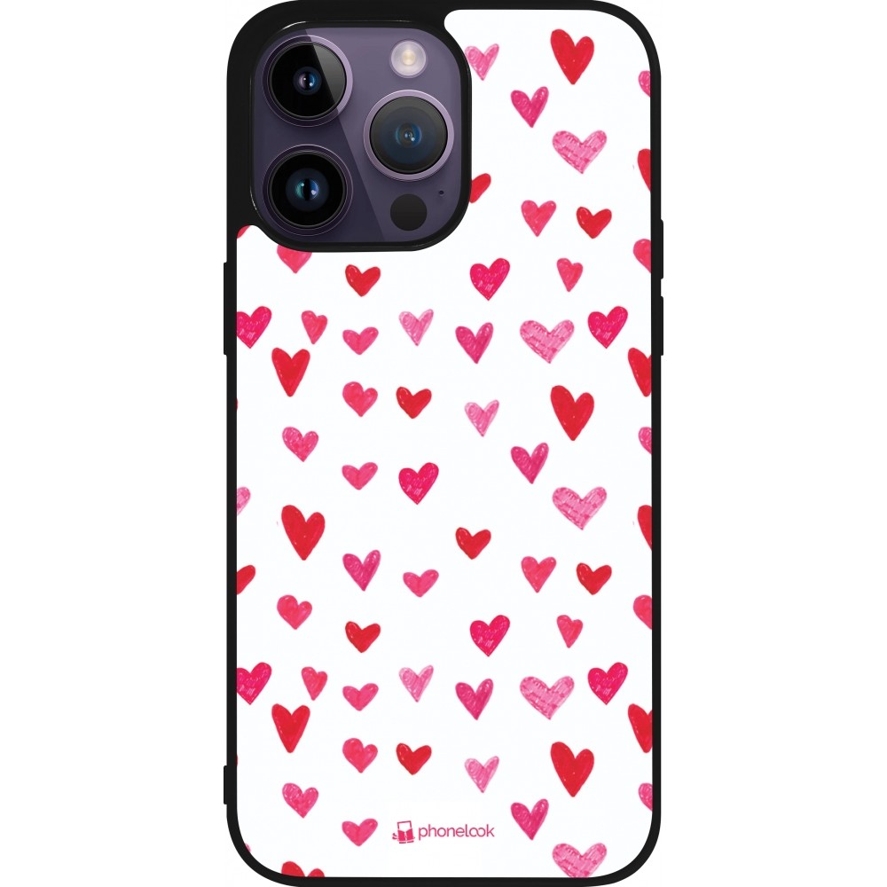 iPhone 15 Pro Max Case Hülle - Silikon schwarz Valentine 2022 Many pink hearts