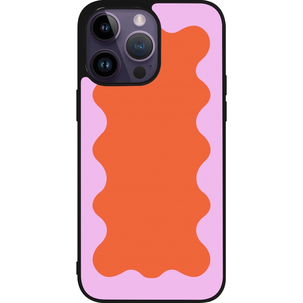 iPhone 15 Pro Max Case Hülle - Silikon schwarz Wavy Rectangle Orange Pink