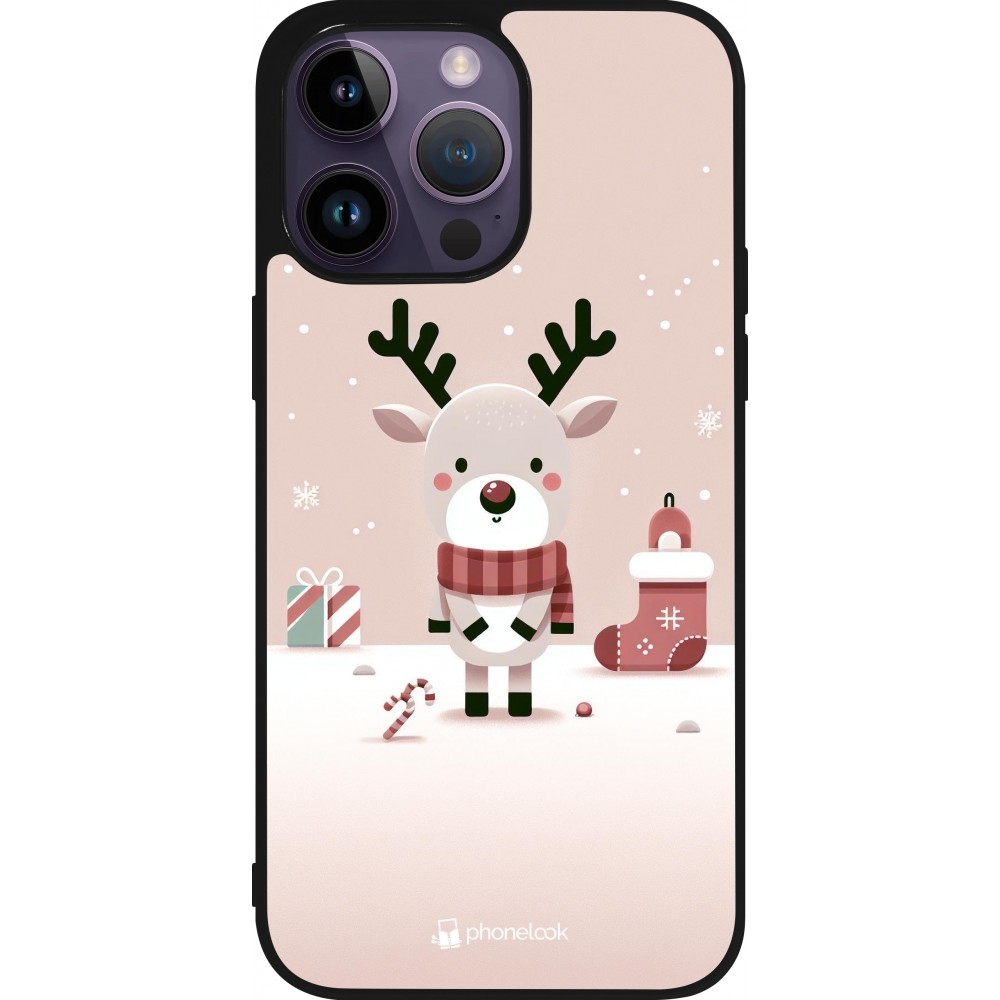 iPhone 15 Pro Max Case Hülle - Silikon schwarz Weihnachten 2023 Choupinette Rentier