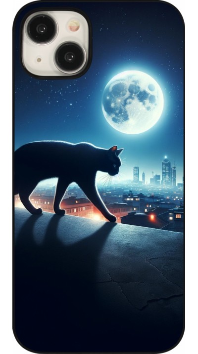 iPhone 15 Plus Case Hülle - Schwarze Katze unter dem Vollmond