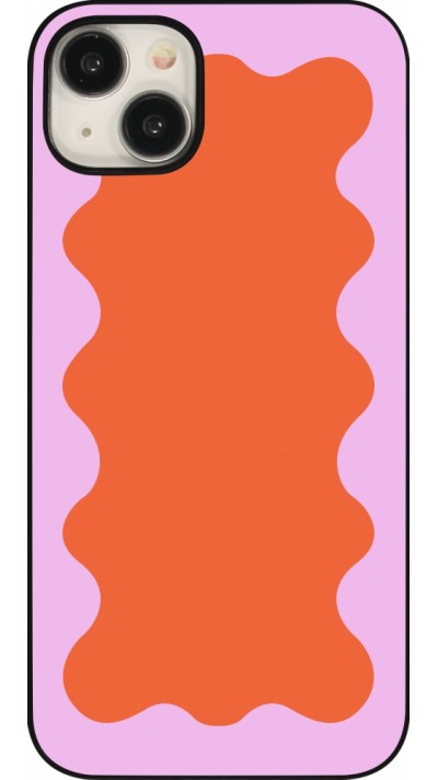 iPhone 15 Plus Case Hülle - Wavy Rectangle Orange Pink