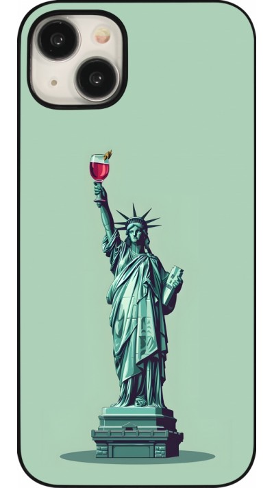 iPhone 15 Plus Case Hülle - Freiheitsstatue mit einem Glas Wein