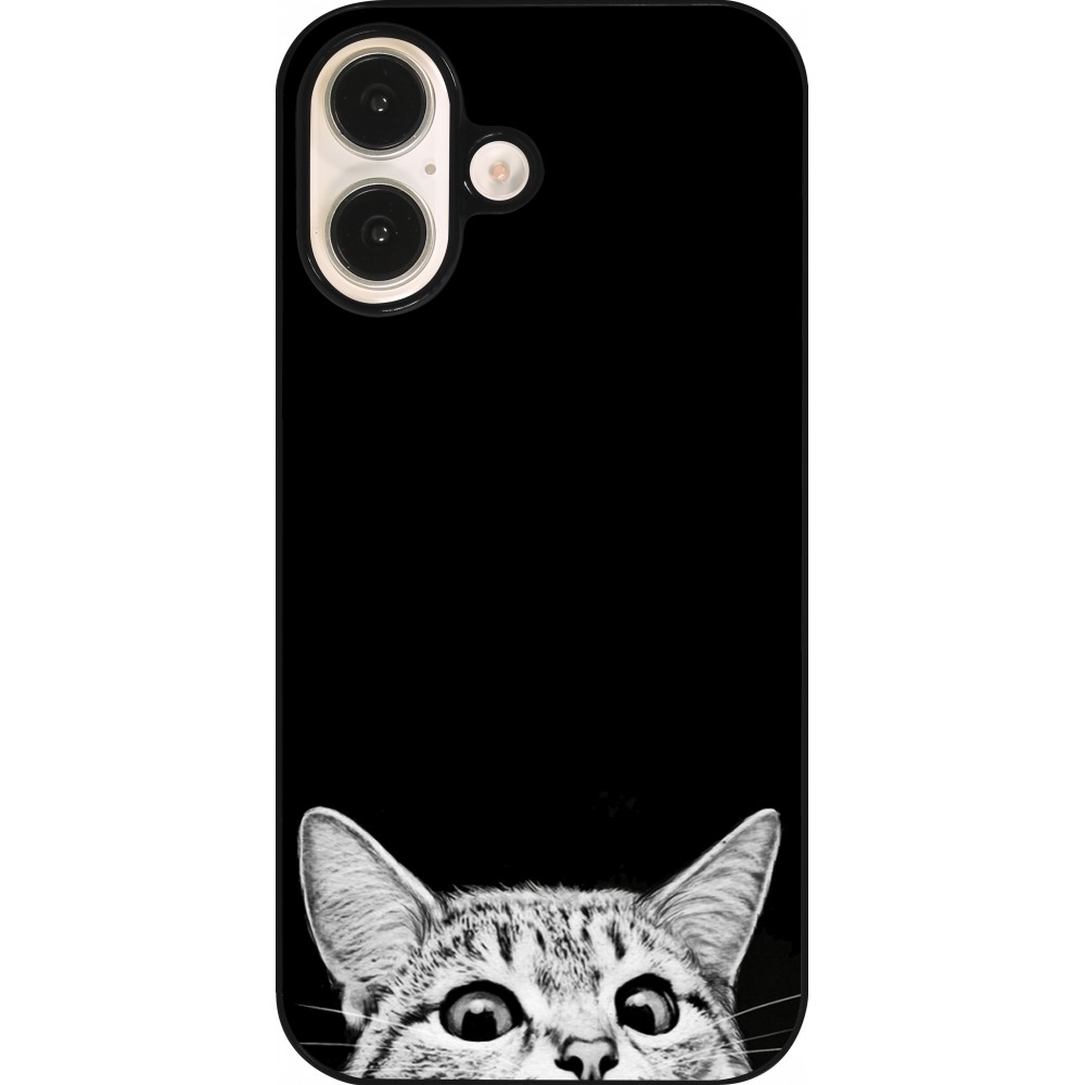 iPhone 16 Case Hülle - Cat Looking Up Black