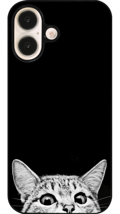 iPhone 16 Case Hülle - Cat Looking Up Black