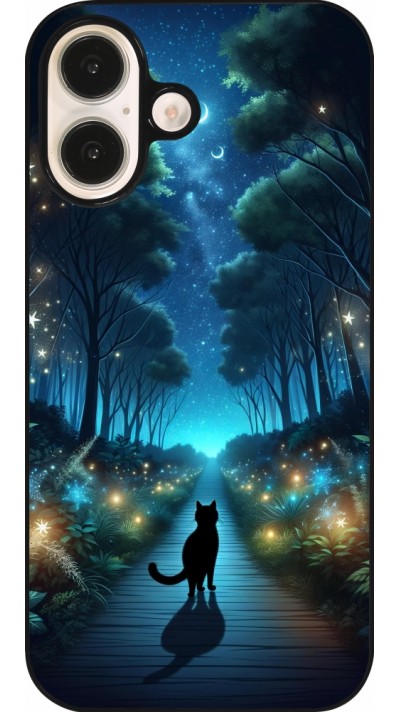 iPhone 16 Case Hülle - Schwarze Katze Spaziergang