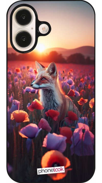 iPhone 16 Case Hülle - Purpurroter Fuchs bei Dammerung