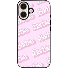 iPhone 16 Case Hülle - Silikon schwarz Barbie light pink pattern