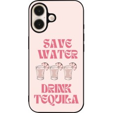 iPhone 16 Case Hülle - Silikon schwarz Cocktail Save Water Drink Tequila