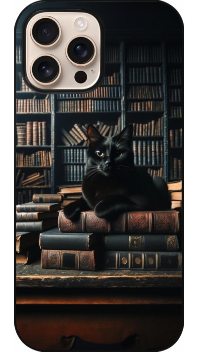 iPhone 16 Pro Max Case Hülle - Katze Bücher dunkel