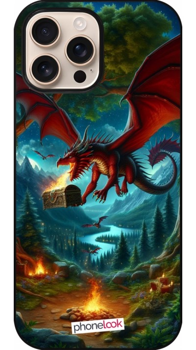 iPhone 16 Pro Max Case Hülle - Drache Fliegend Wald Schatz