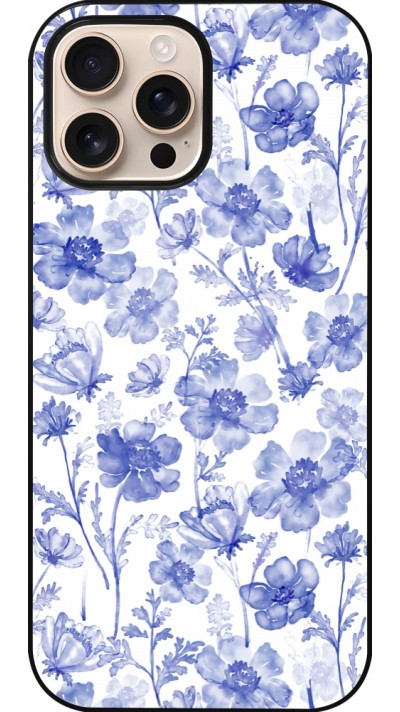 iPhone 16 Pro Max Case Hülle - Spring 23 watercolor blue flowers