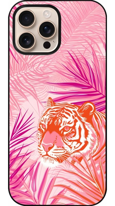 iPhone 16 Pro Max Case Hülle - Tiger Palmen rosa