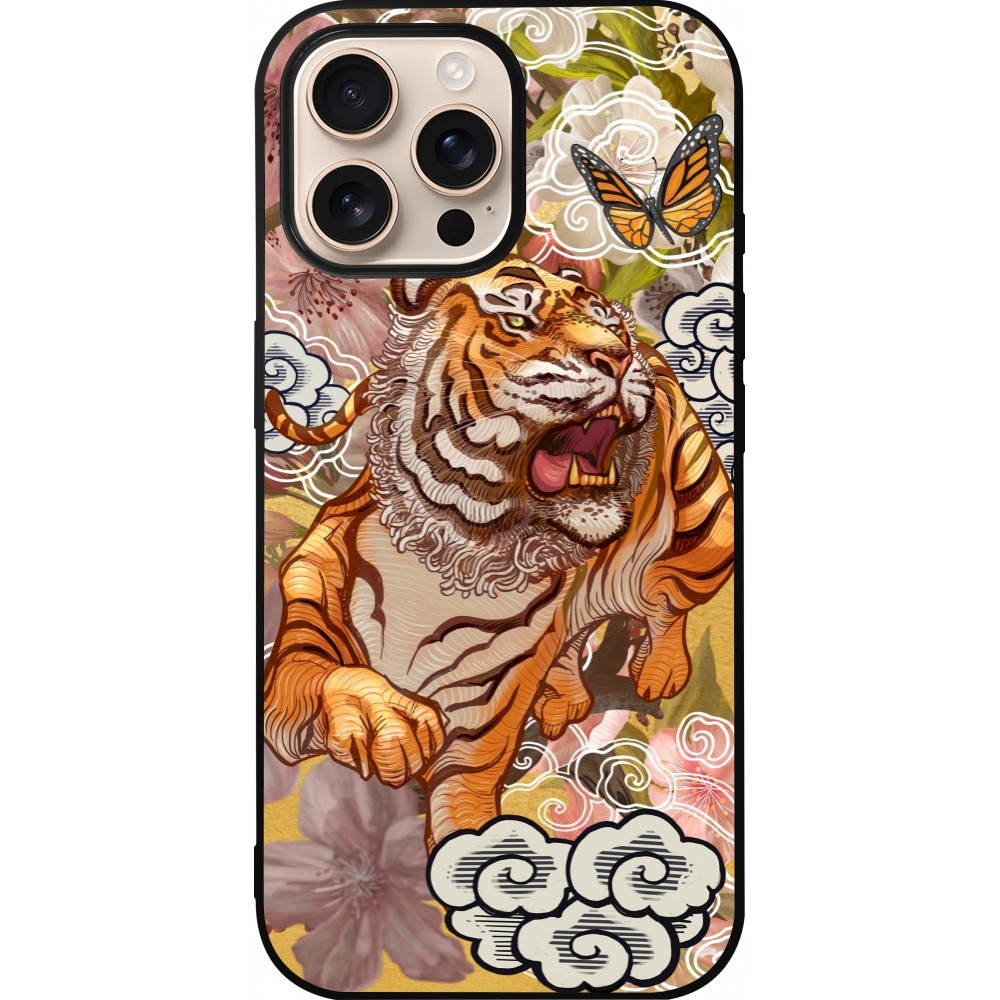 iPhone 16 Pro Max Case Hülle - Silikon schwarz Spring 23 japanese tiger