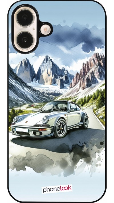 Coque iPhone 16 Plus - Porsche 911 Mountain Watercolor