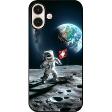 iPhone 16 Plus Case Hülle - Astro Schweiz auf dem Mond