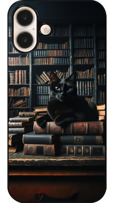 iPhone 16 Plus Case Hülle - Katze Bücher dunkel