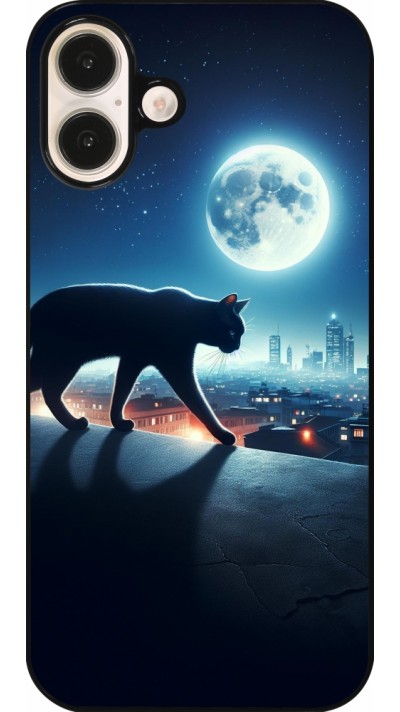 iPhone 16 Plus Case Hülle - Schwarze Katze unter dem Vollmond